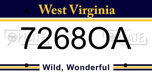 7268OA West Virginia License Plate