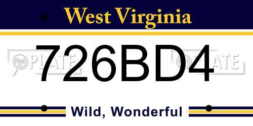 726BD4 West Virginia License Plate