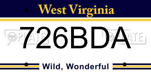 726BDA West Virginia License Plate