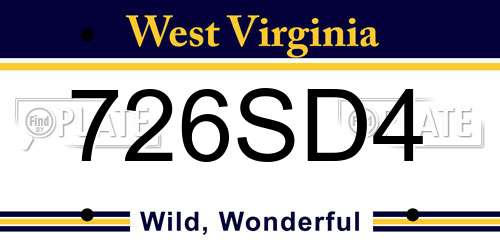 726SD4 West Virginia License Plate