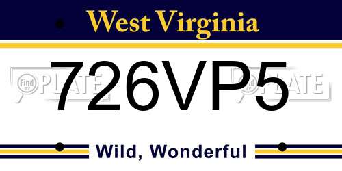 726VP5 West Virginia License Plate