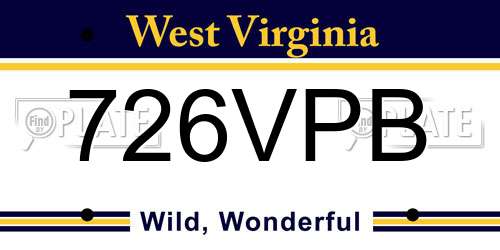 726VPB West Virginia License Plate