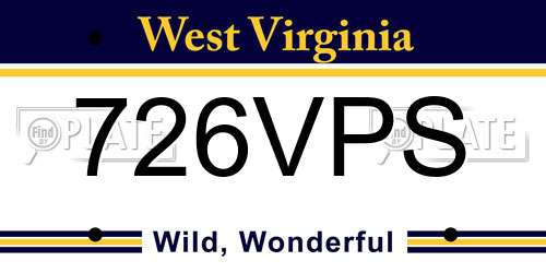 726VPS West Virginia License Plate