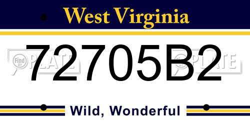 72705B2 West Virginia License Plate