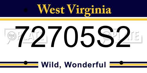 72705S2 West Virginia License Plate
