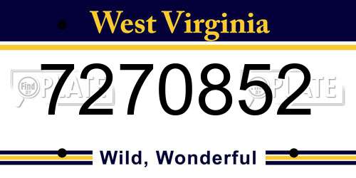 7270852 West Virginia License Plate