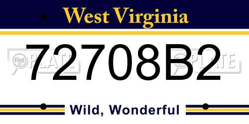 72708B2 West Virginia License Plate