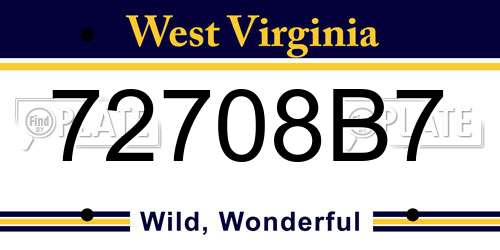 72708B7 West Virginia License Plate