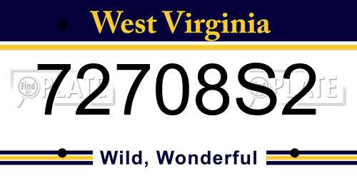 72708S2 West Virginia License Plate