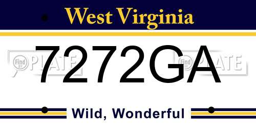7272GA West Virginia License Plate