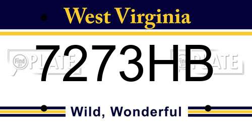 7273HB West Virginia License Plate