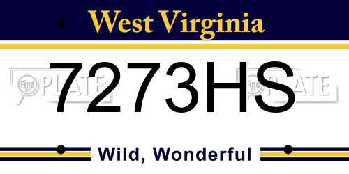 7273HS West Virginia License Plate