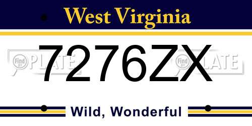 7276ZX West Virginia License Plate