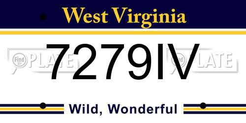 7279IV West Virginia License Plate
