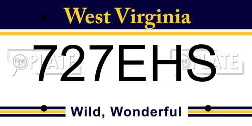 727EHS West Virginia License Plate
