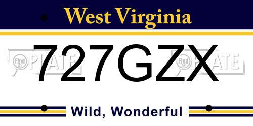 727GZX West Virginia License Plate