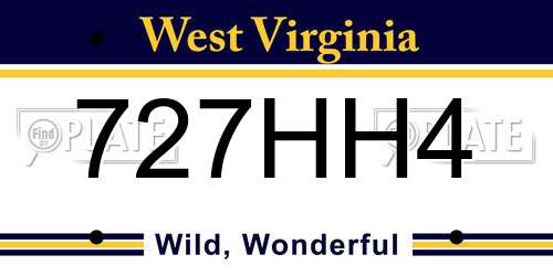 727HH4 West Virginia License Plate