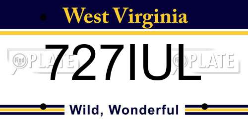 727IUL West Virginia License Plate