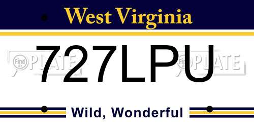 727LPU West Virginia License Plate