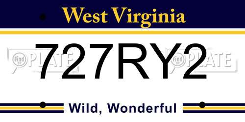 727RY2 West Virginia License Plate