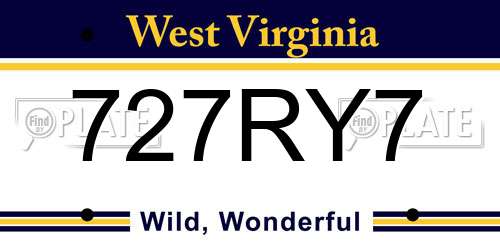 727RY7 West Virginia License Plate