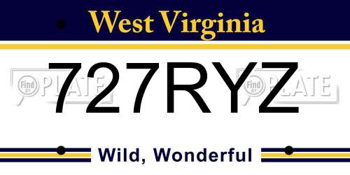727RYZ West Virginia License Plate