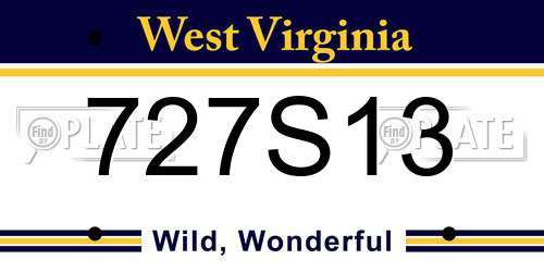 727S13 West Virginia License Plate