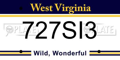 727SI3 West Virginia License Plate