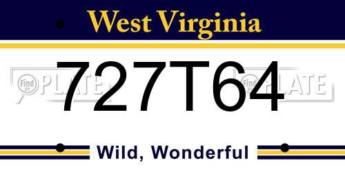 727T64 West Virginia License Plate