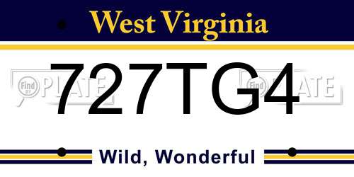 727TG4 West Virginia License Plate