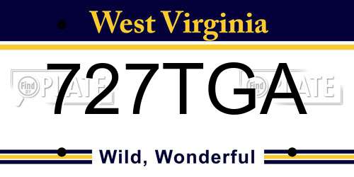 727TGA West Virginia License Plate
