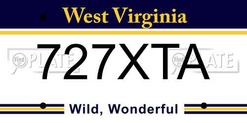 727XTA West Virginia License Plate