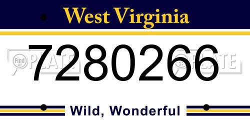 7280266 West Virginia License Plate