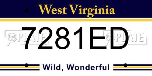 7281ED West Virginia License Plate