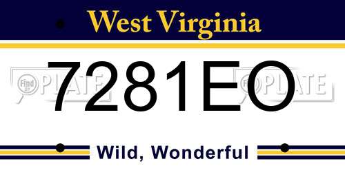 7281EO West Virginia License Plate