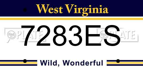 7283ES West Virginia License Plate