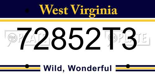 72852T3 West Virginia License Plate