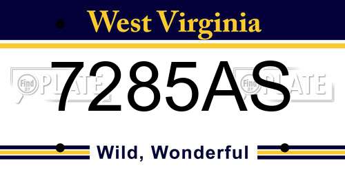 7285AS West Virginia License Plate