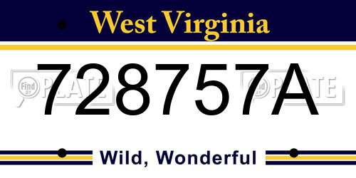 728757A West Virginia License Plate