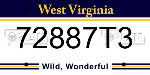72887T3 West Virginia License Plate