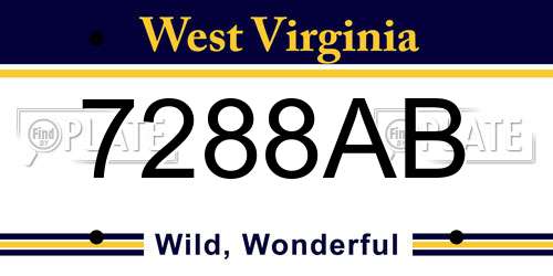 7288AB West Virginia License Plate