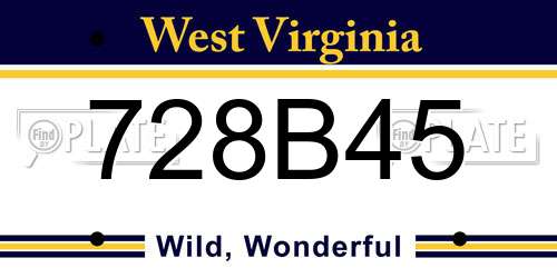 728B45 West Virginia License Plate