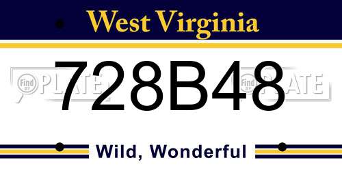 728B48 West Virginia License Plate