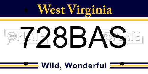 728BAS West Virginia License Plate