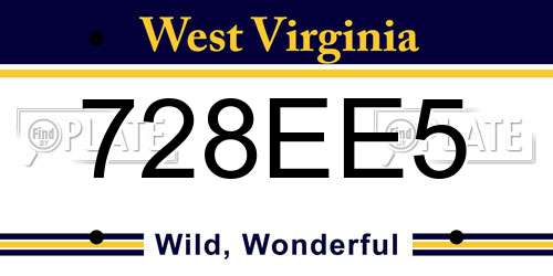 728EE5 West Virginia License Plate