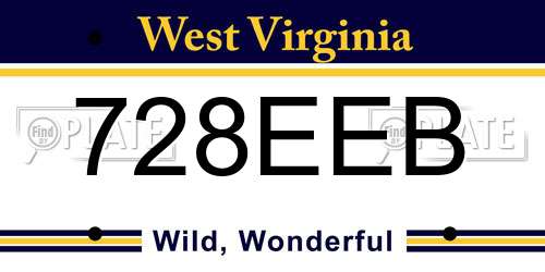 728EEB West Virginia License Plate