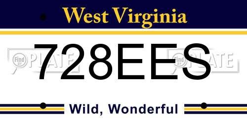 728EES West Virginia License Plate