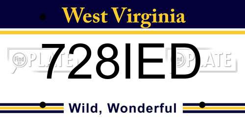 728IED West Virginia License Plate