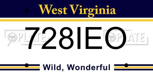 728IEO West Virginia License Plate