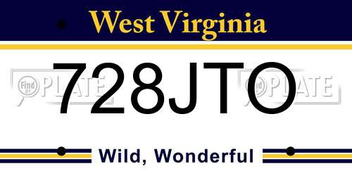 728JTO West Virginia License Plate